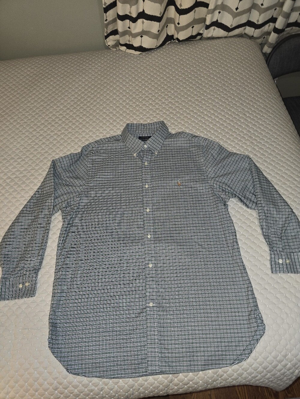 17.5 (36-37) - Ralph Lauren  Long-Sleeve Blue/Green Plaid Button-Down Shirt.